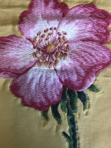 Osborne Little Lorca Embroidered ROSE Woven Fabric, Golden Yellow, Pink