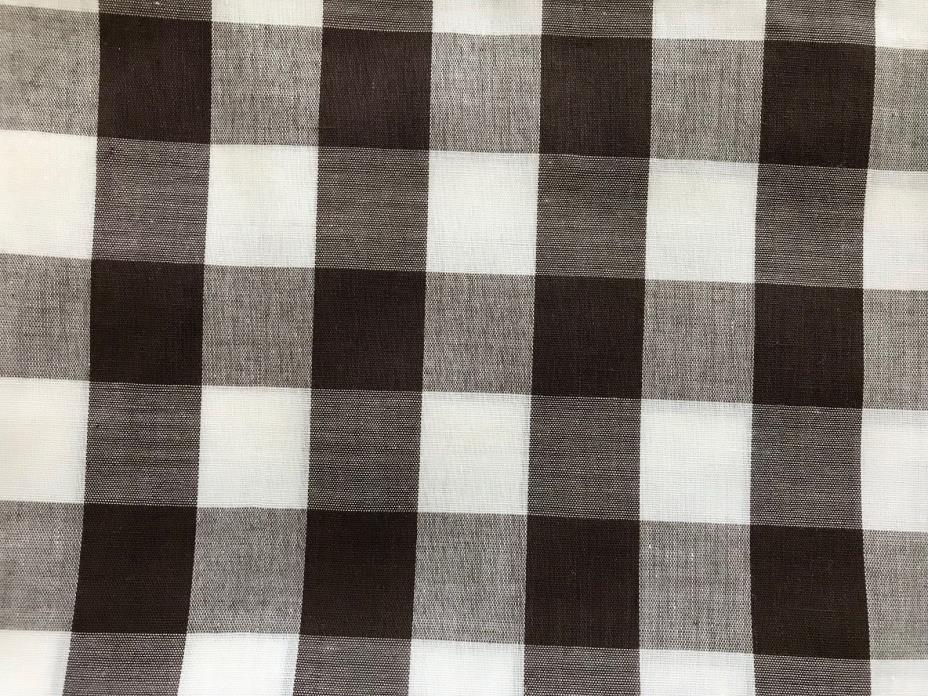Cotton Blend Gingham Fabric Brown+White 1-2/3 yards