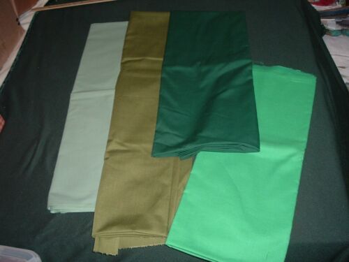 Vtg Lot 70s Retro Mod 7 Yards Plain Greens Fabric For Quilting Sew Crafts #pb6