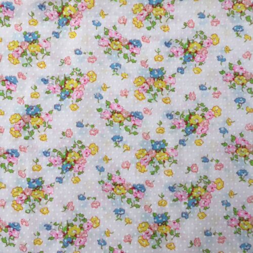 Vintage Pink Floral Swiss Dot Fabric