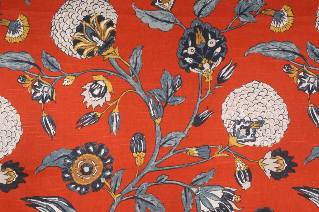 Robert Allen Auretta Printed Cotton  Fabric in Persimmon by Dwell Studio BTY