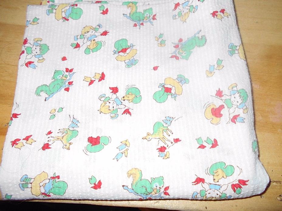 VTG FABRIC QUILT CRAFT SEW BABY DOLL SEERSUCKER FROGS GIRLS BOYS SQUIRRELS