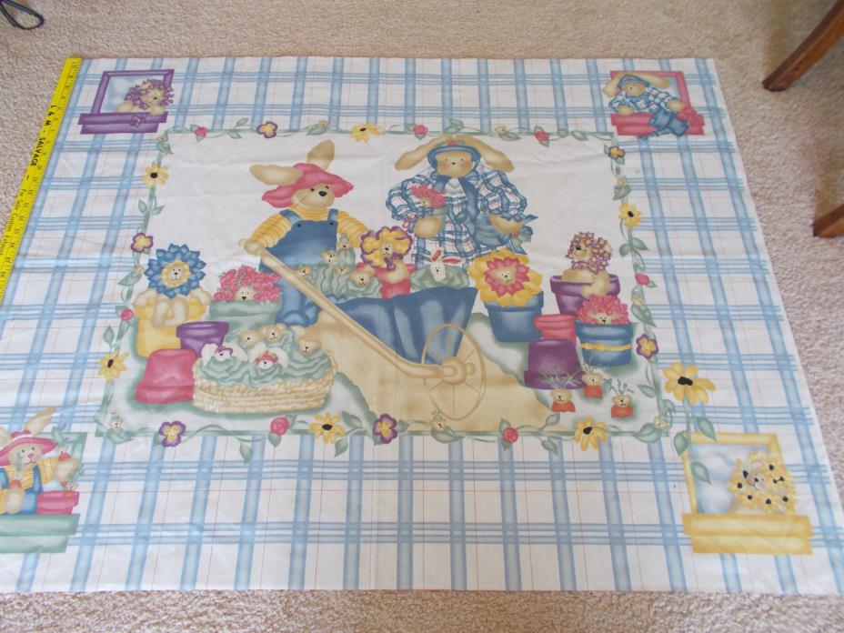Daisy Kingdom Garden Bears Fabric Sewing Panel- 1998 by Past & Present