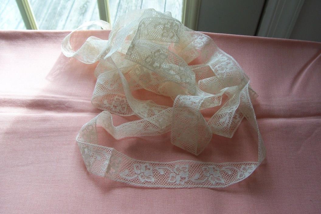 Vtg NET Lace INSERTION Trim Gorgeous FLoral For French German Bisque Doll Dress