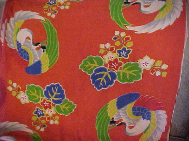 Tropical Birds and Flowers on Orange 29 Inch Cotton Blend Fabric - 6 yards