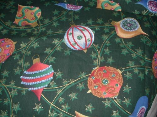 Vtg 90s Big Cut Remnant Christmas Ornaments Applique Quilt Craft Fabric 24x42pb8