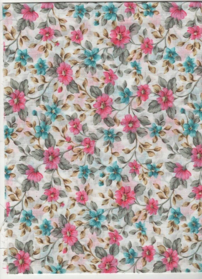 1Yd. 44 wide  Spring Flowers Cotton Print Fabric -  Pink