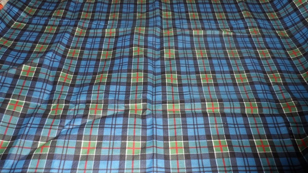 1 1/3 Yard Blue Red Green Vintage Cotton Flannel Fabric 46