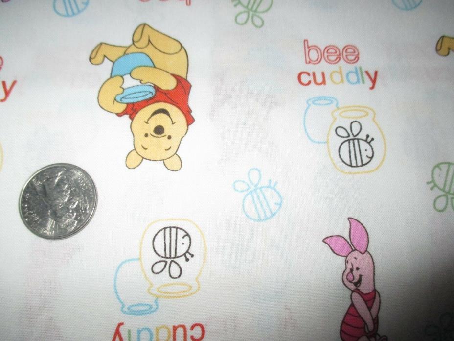 Disney's WINNIE THE POOH & PIGLET BEES On WHITE 2015 COTTON Fabric-over 2 yd