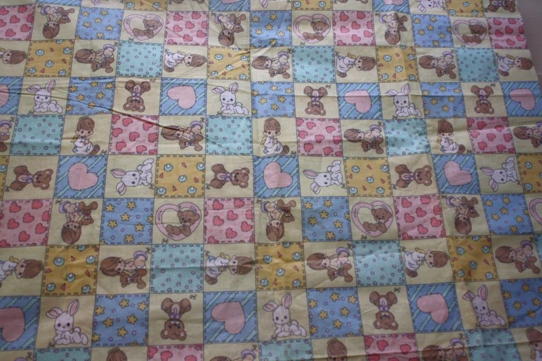 2004 Precious Moments Bear Bunny Square Fabric 27 x 46 Little Boy & Girl