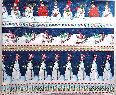 Daisy Kingdom #1150 Heaven and Nature Sing Snowman Sampler Fabric - 1 yd 7 in.