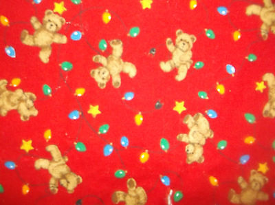 vtg sewing/quilting fabric,cotton print bears w/string lights1 yd 42 w