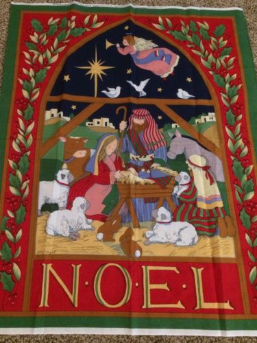 Susan Winget 1995 Nativity Fabric Panel Christmas Manger Scene Craft Sewing
