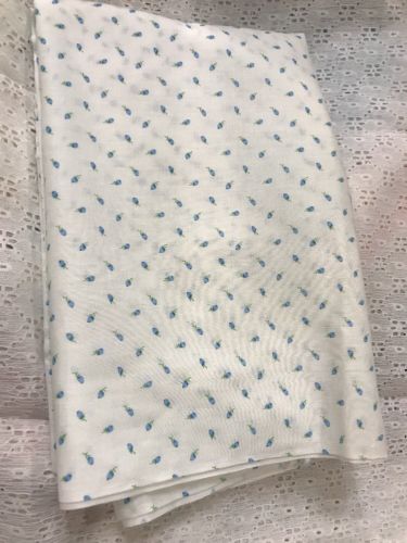 Very lightweight baby blue Rosebuds vintage fabric 1.5 Yards 43”W Cotton