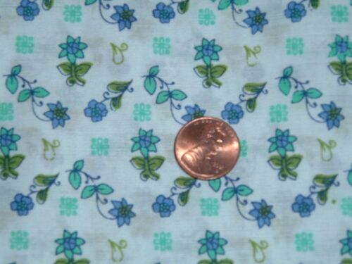 Vtg 70s Small Daisy Flowers Blue Teal Doll Clothes Quilt Sew Fabric 46x42 #mfb
