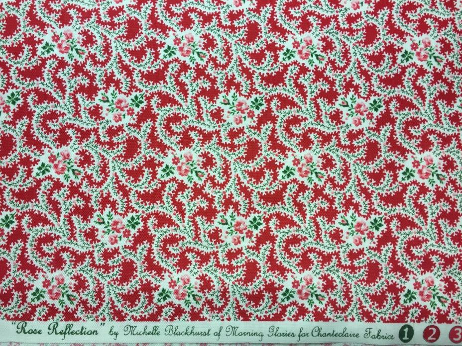 Cotton Quilting Fabric PRETTY Floral Rose Reflections Chanteclaire 44w 31