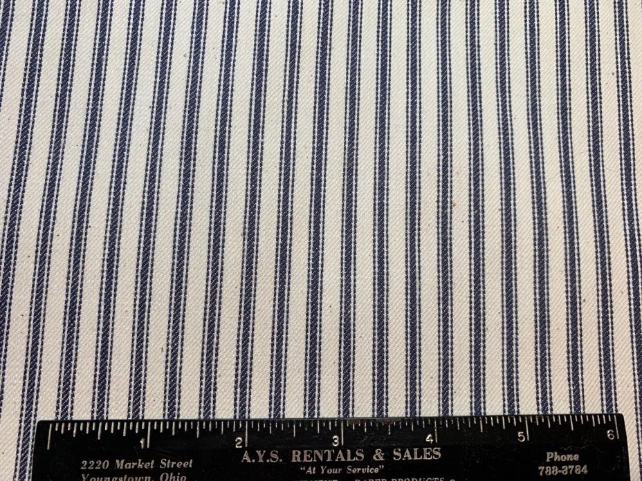 Blue & White Stripes Vintage Cotton Pillow Ticking Fabric 36