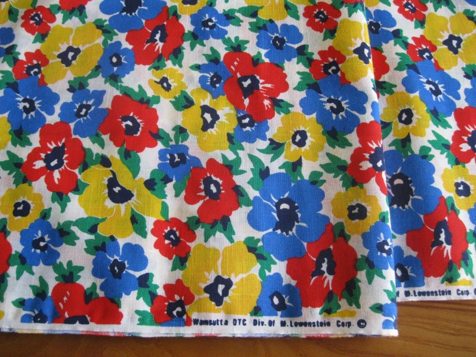 Vintage WAMSUTTA OTC Fabric Cotton Cottage Flowers 2 yards and 7/8 wide 43 inch