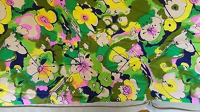 3 1/2 yards Vintage Retro Abstract Flower Power Print Fabric Material 44 x 128