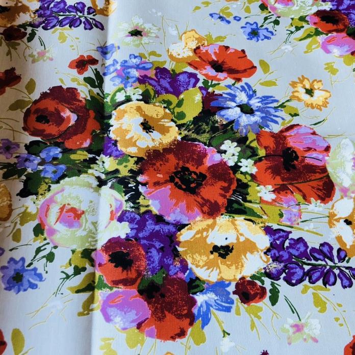 Vintage Medium Weight Bright Floral Fabric 45