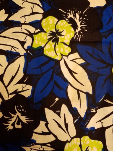 Phoenix Wax Guaranteed Veritable Traditional Real Wax Blue Floral Fabric 2 Yards