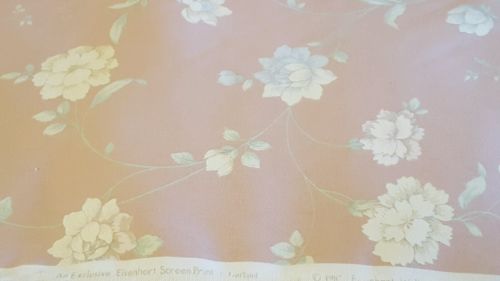 Vintage Eisenhart Screen Print Fabric Cloth Wall covering Pink Floral