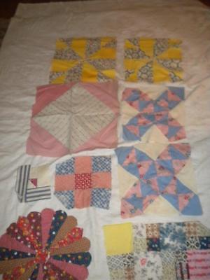Lg Lot Vintage Fabric Quilt Blocks Cut Pieces Calico Fabric Crafters Repurpose
