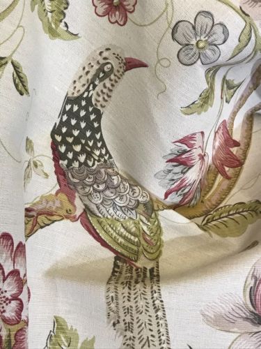 Bennison Chinese Pheasant Fabric 4 Yds 1997 Made In England Linen