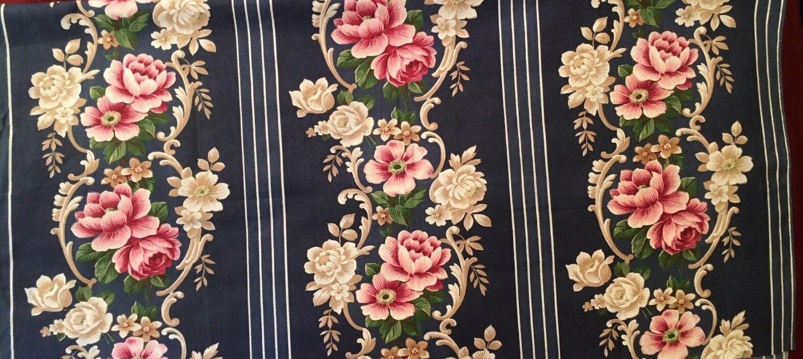 Vintage Floral Linen Fabric - 36