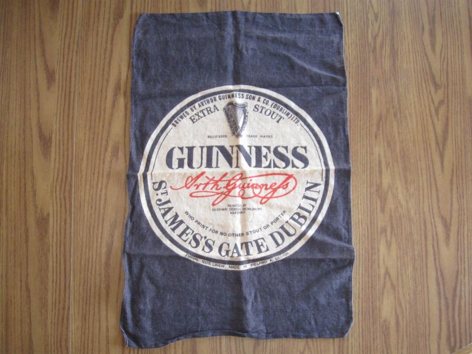 Vintage Linen Guinness Stout Logo Wall Hanging Made in Ireland 17-1/2