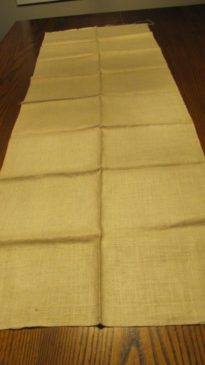 Vintage Ivory White  Glass Linen Toweling Fabric For Embroidery 17x53  J24