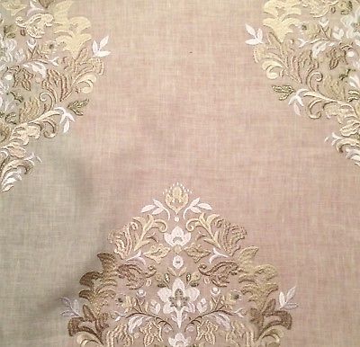 DESIGNERS GUILD Holyrood linen rayon metallic embroidery India new remnant