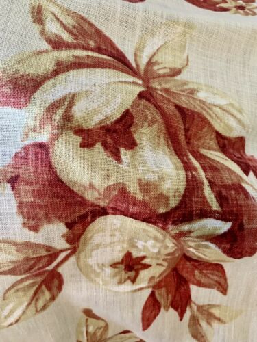2 Yds BEACON HILL BEIGE AND RED FRUIT LINEN FABRIC