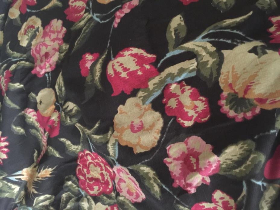 6  yards Arts & Crafts inspired “Bloomsbury “ black background upholstery fabric