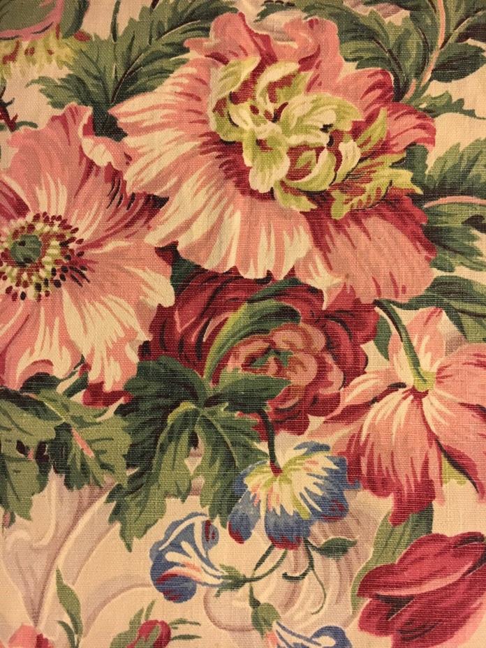 Vintage Linen Floral Bouquet Fabric. - 30” X 29”