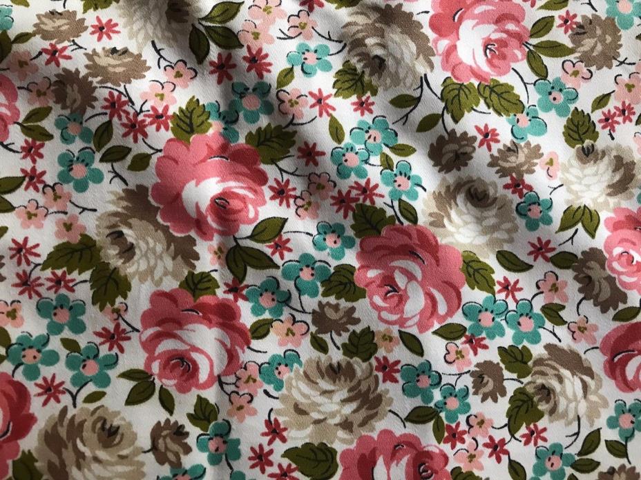 Vintage Waverly Bonded Glosheen Fabric 5 years floral beautiful quilt sew sewing