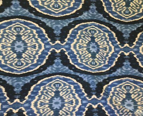 Linen/Cotton Fabric Duralee Masala 72031 146 Denim Blue Medallion 1.75 YDS X 54”