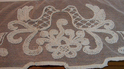 Embroidered Tambour? Net Lace Linen Church Altar Cloth Monogram H? Fabric 152x30