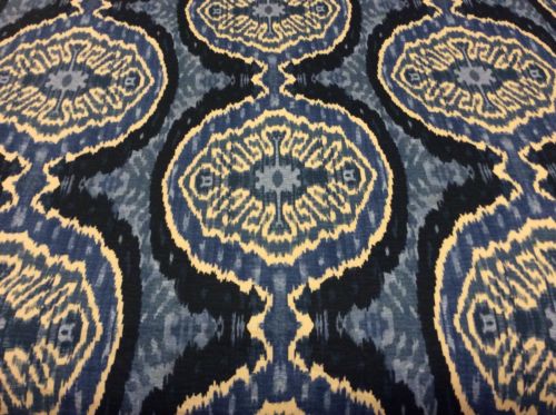 Linen/Cotton Fabric By Duralee Masala 72031 146 Denim Blue Medallion 12 Yardsx54