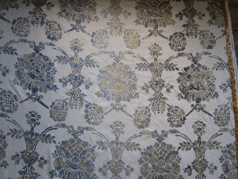 Designers Guild Fabric Sukumala Lino FDG2235-01 Graphite Gold metallic 1.50 yd