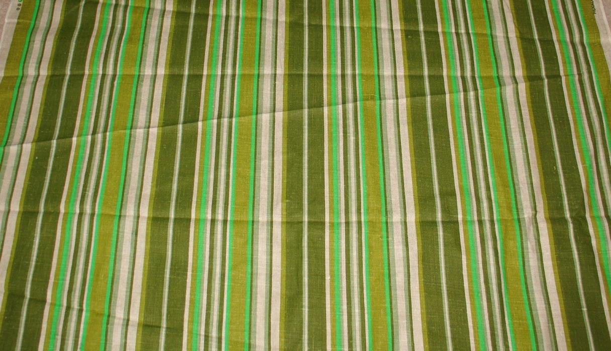 Rare Vintage MCM Screen Print Filkauf Green Linen Fabric 3+ yards