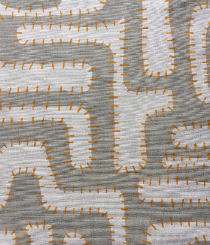 BENNISON FABRICS Great Cactus hand printed linen cotton stone gold Remnant New