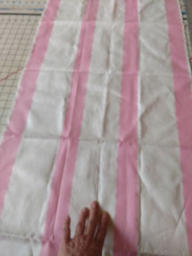 2 yds X  20  Linen  fabric striped vtg  pink  tea towel  blank  60s