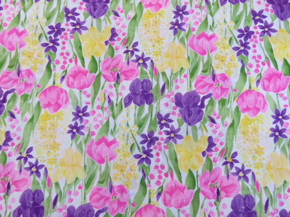 Vintage Retro Floral Polyester Knit Fabric - Large Flowers 60