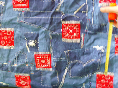 Blue jeans cowboy cowgirl bandana and pockets fabric material sewing country