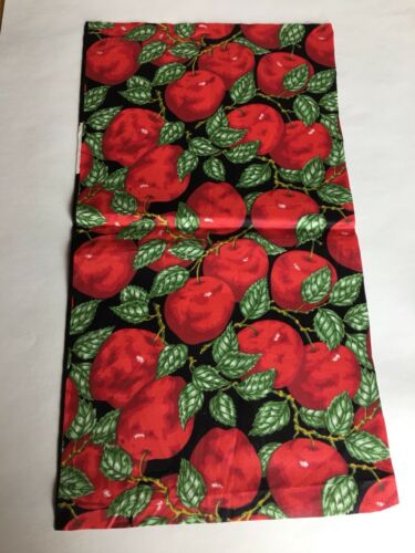Fabric Quilt Red APPLE Fruit Teacher School Small SCRAP 10 X 19 inch 1990’s