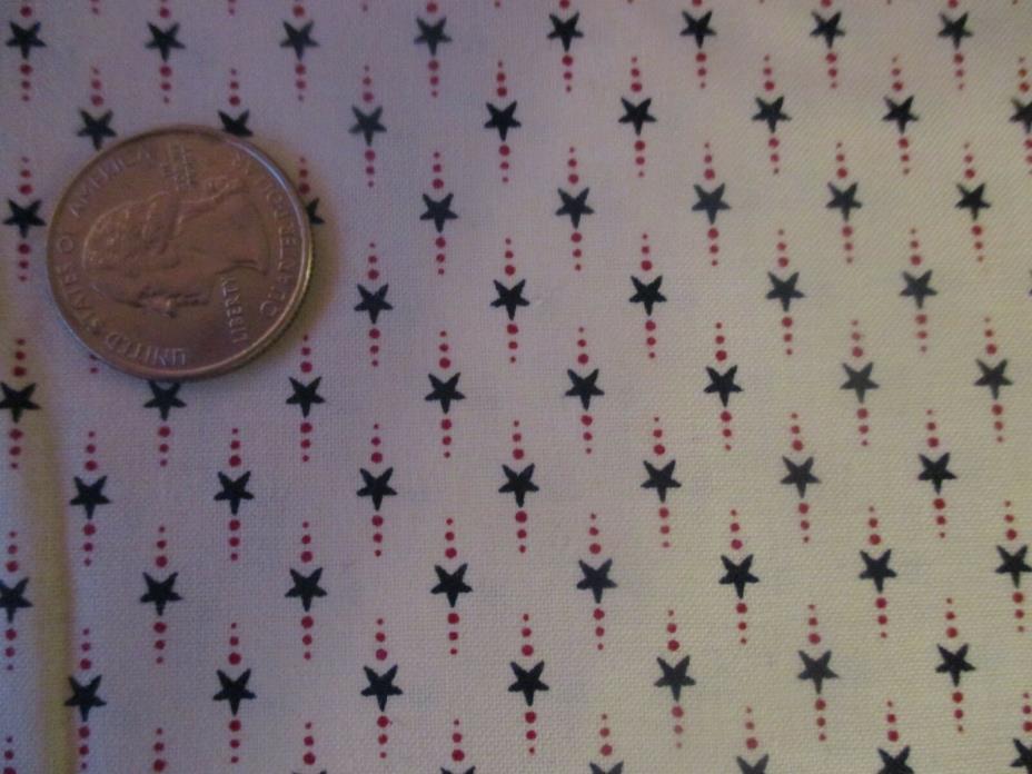 Festive TINY NAVY BLUE STARS On CREAM 2006 COTTON Fabric-4 yd