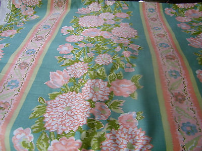 Waverly Floral Drapery Upholstery  Fabric Green, Peach 4 Yd., 24 in.