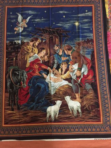 Cranston Print Works Christmas Nativity quilt  panel.  36x45 Mary Joseph Jesus