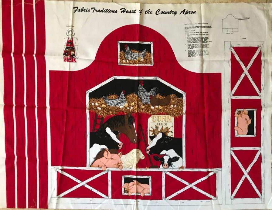 Heart of the Country Barn Apron Farm Fabric Sewing Panel by Fabric Traditions